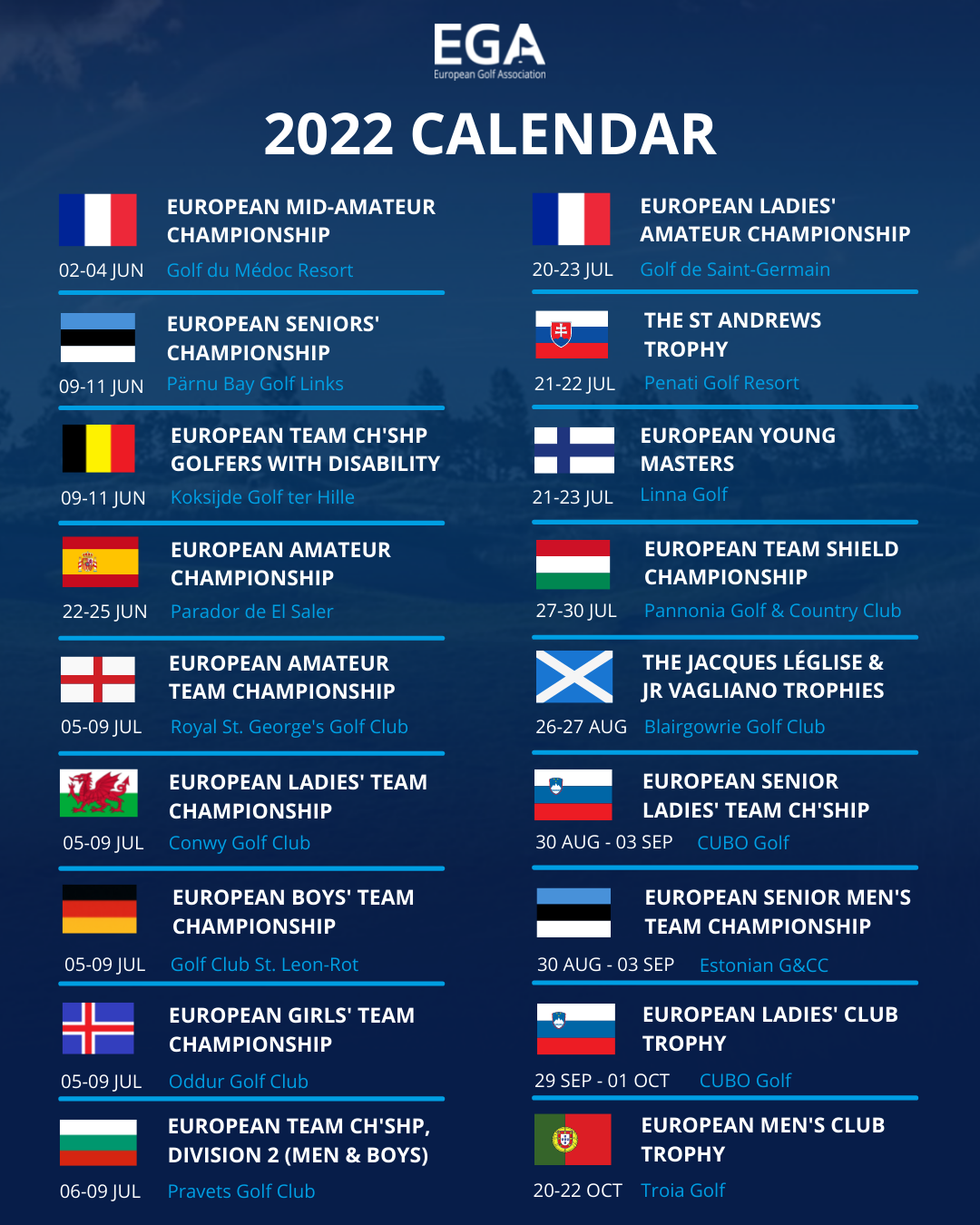 ladies european tour 2022 calendar